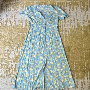 Uniqlo Blue Floral Midi Dress